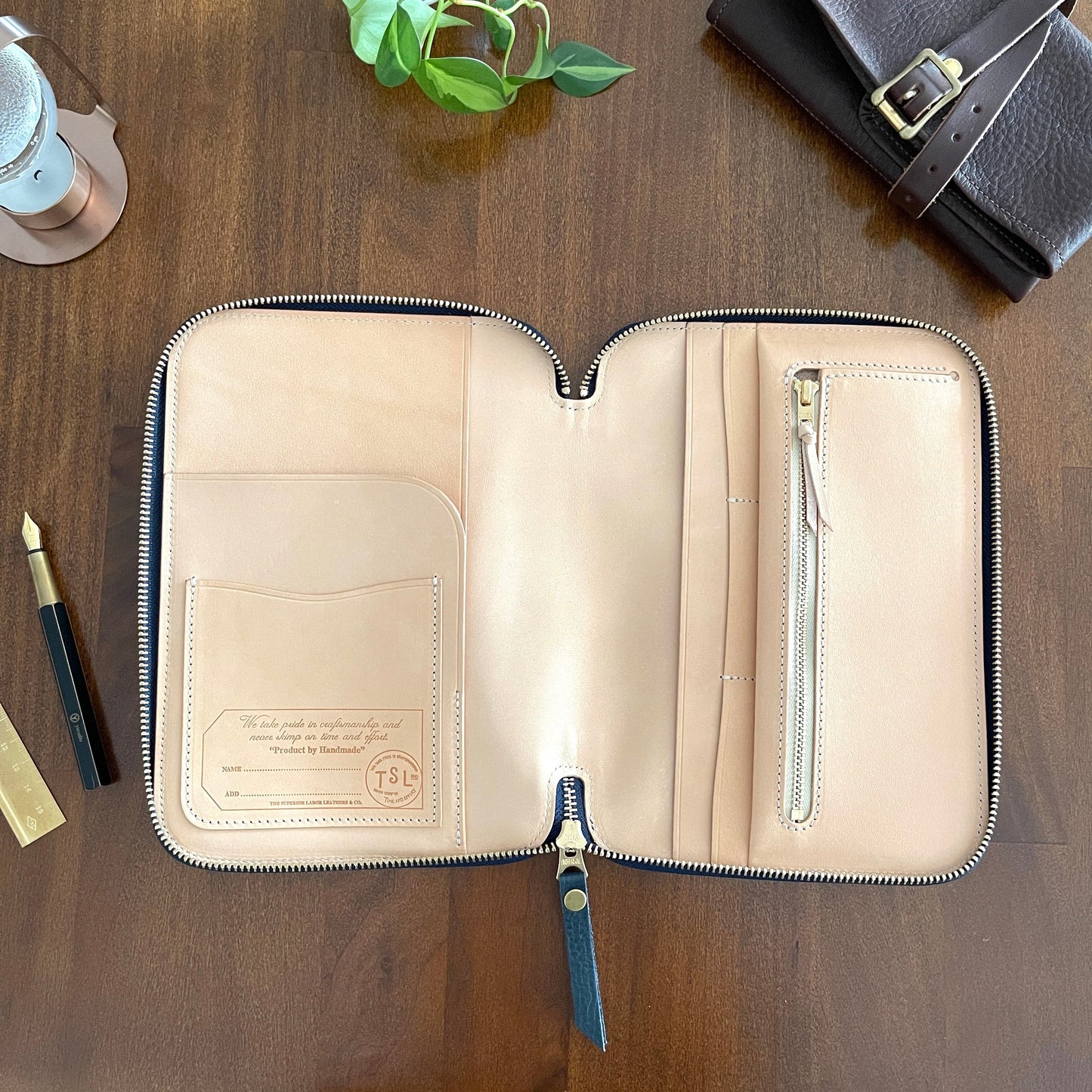 [TSL] Leather Zip Organizer // Navy