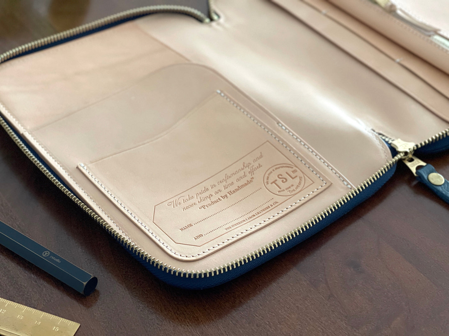 [TSL] Leather Zip Organizer // Navy