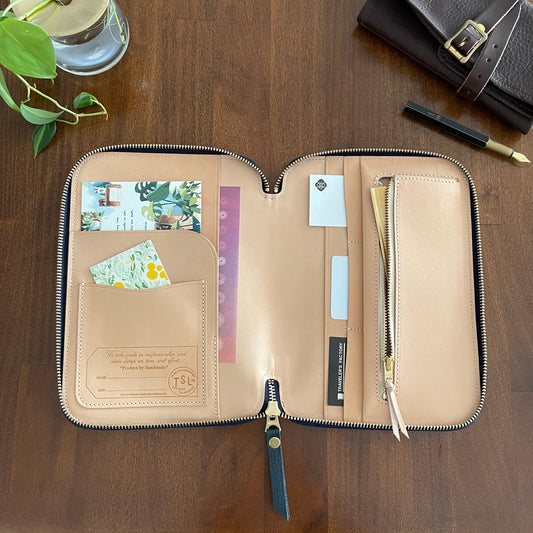[TSL] Leather Zip Organizer // Navy