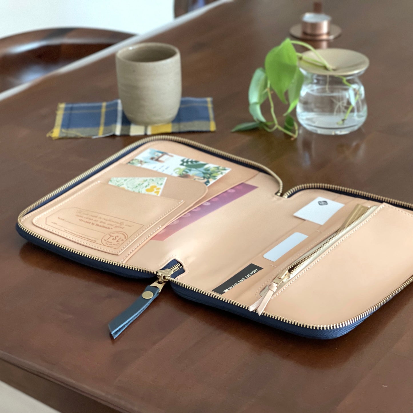 [TSL] Leather Zip Organizer // Navy