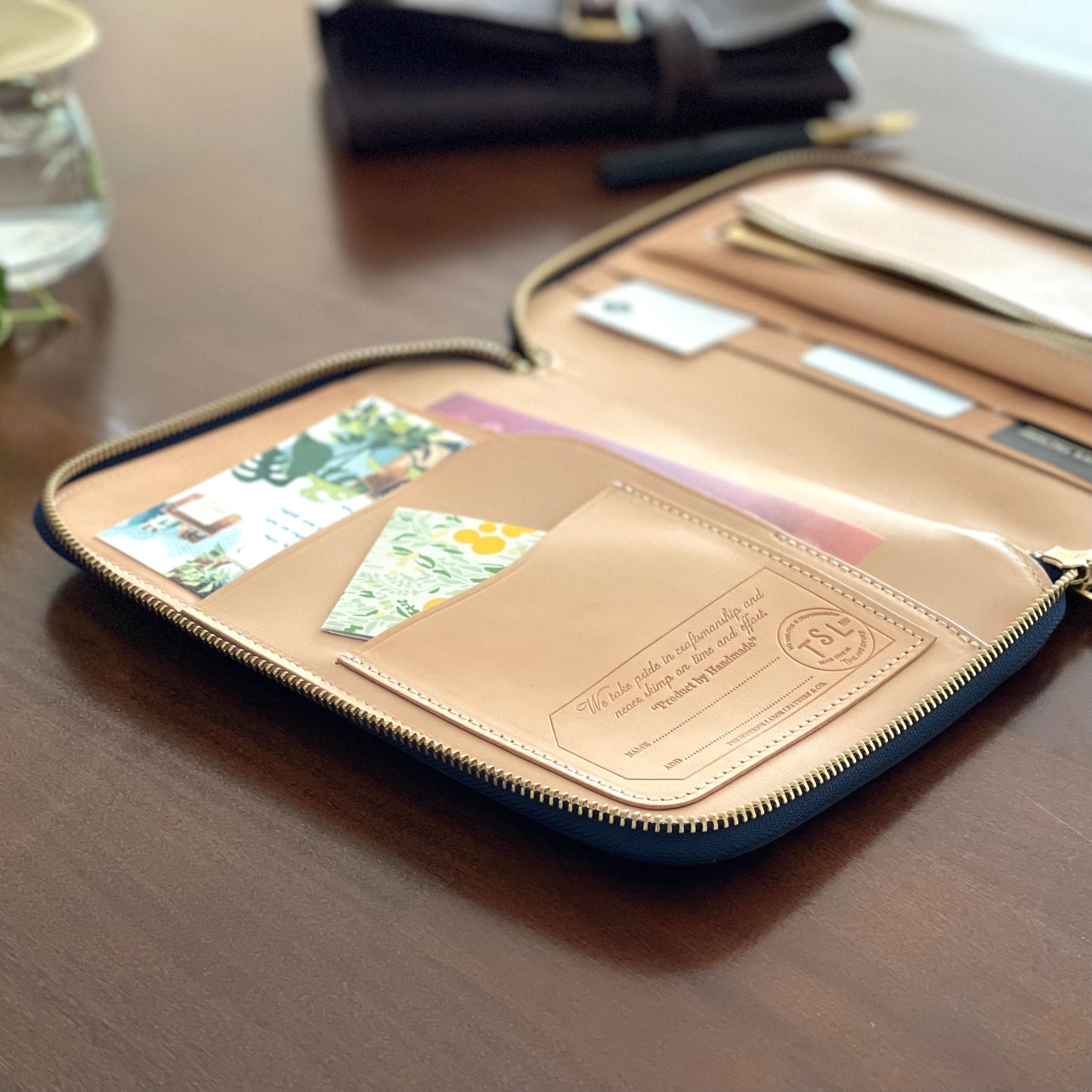 [TSL] Leather Zip Organizer // Navy