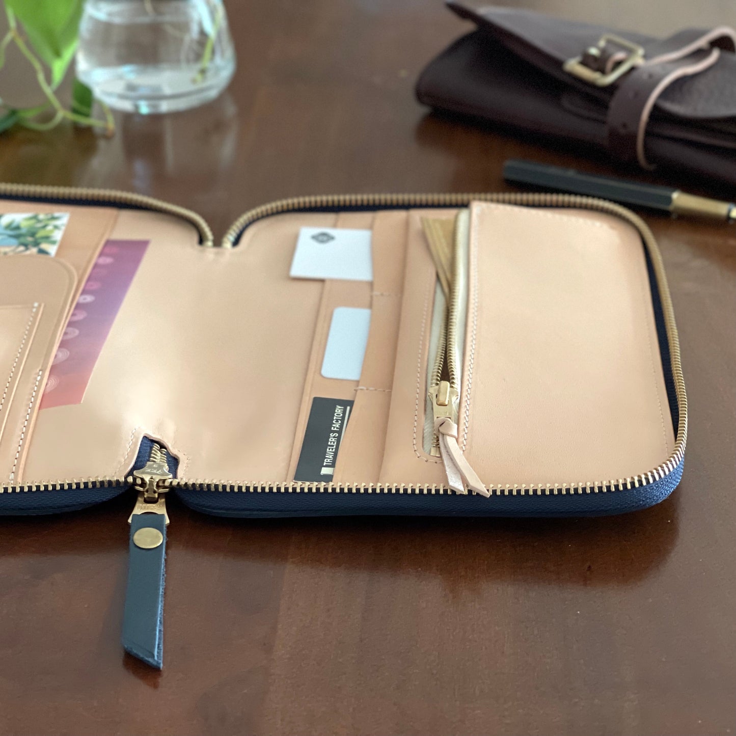 [TSL] Leather Zip Organizer // Navy