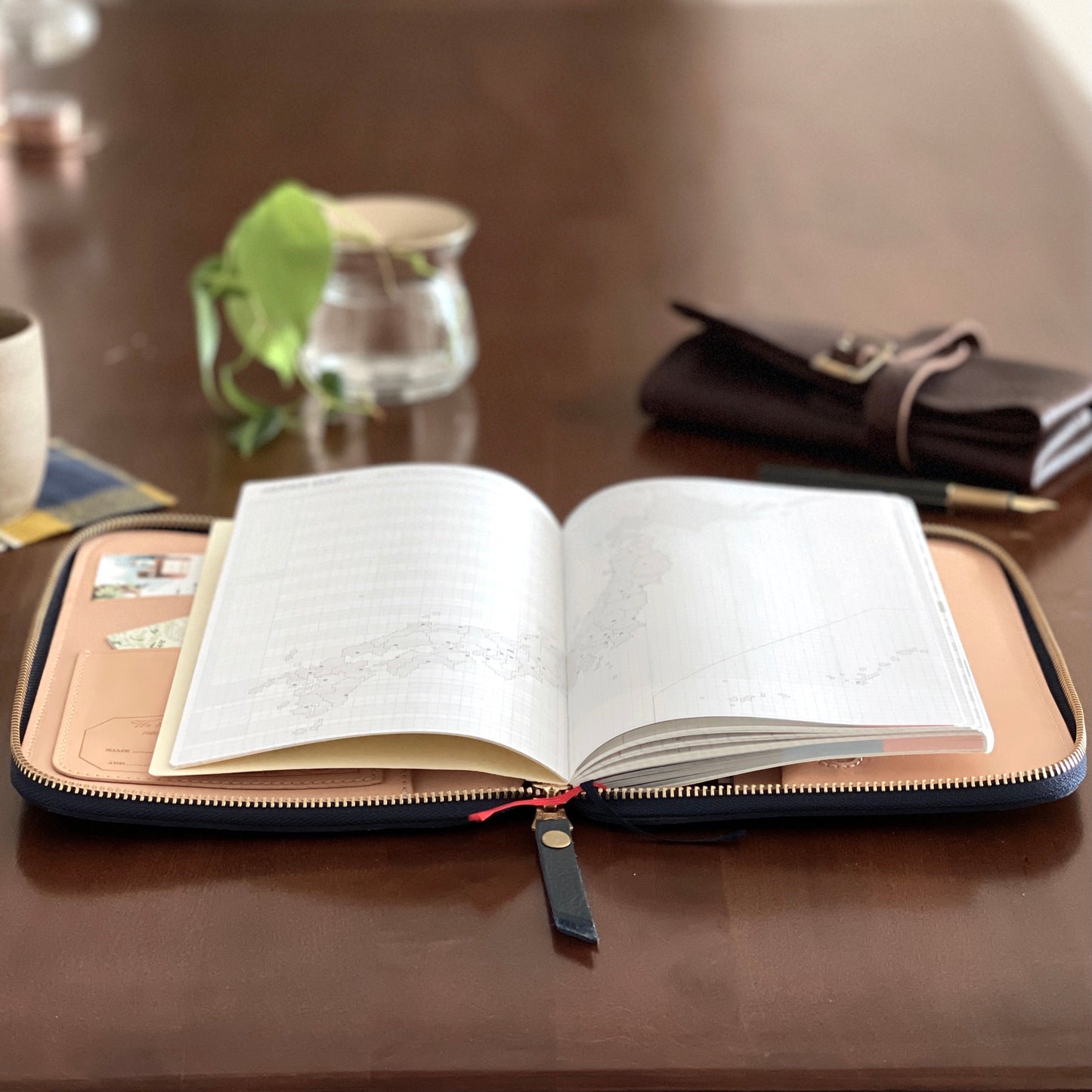 [TSL] Leather Zip Organizer // Navy