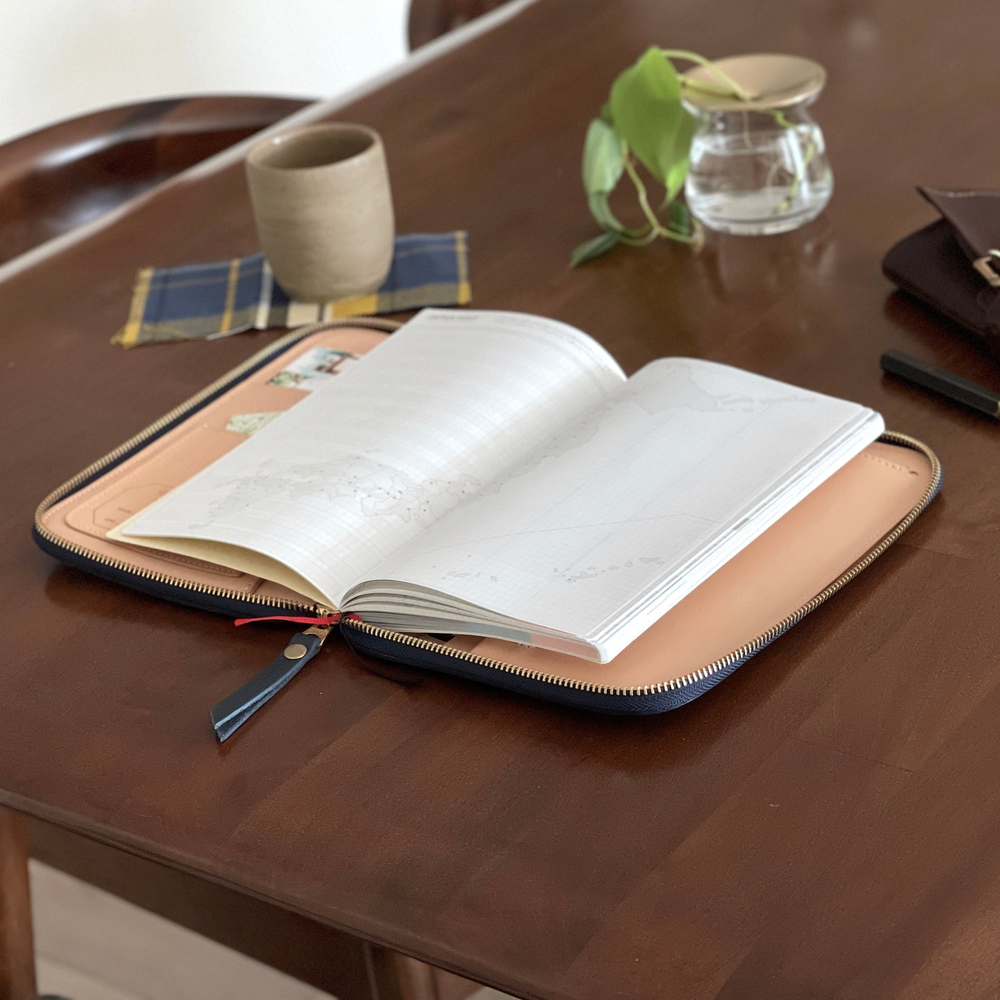 [TSL] Leather Zip Organizer // Navy