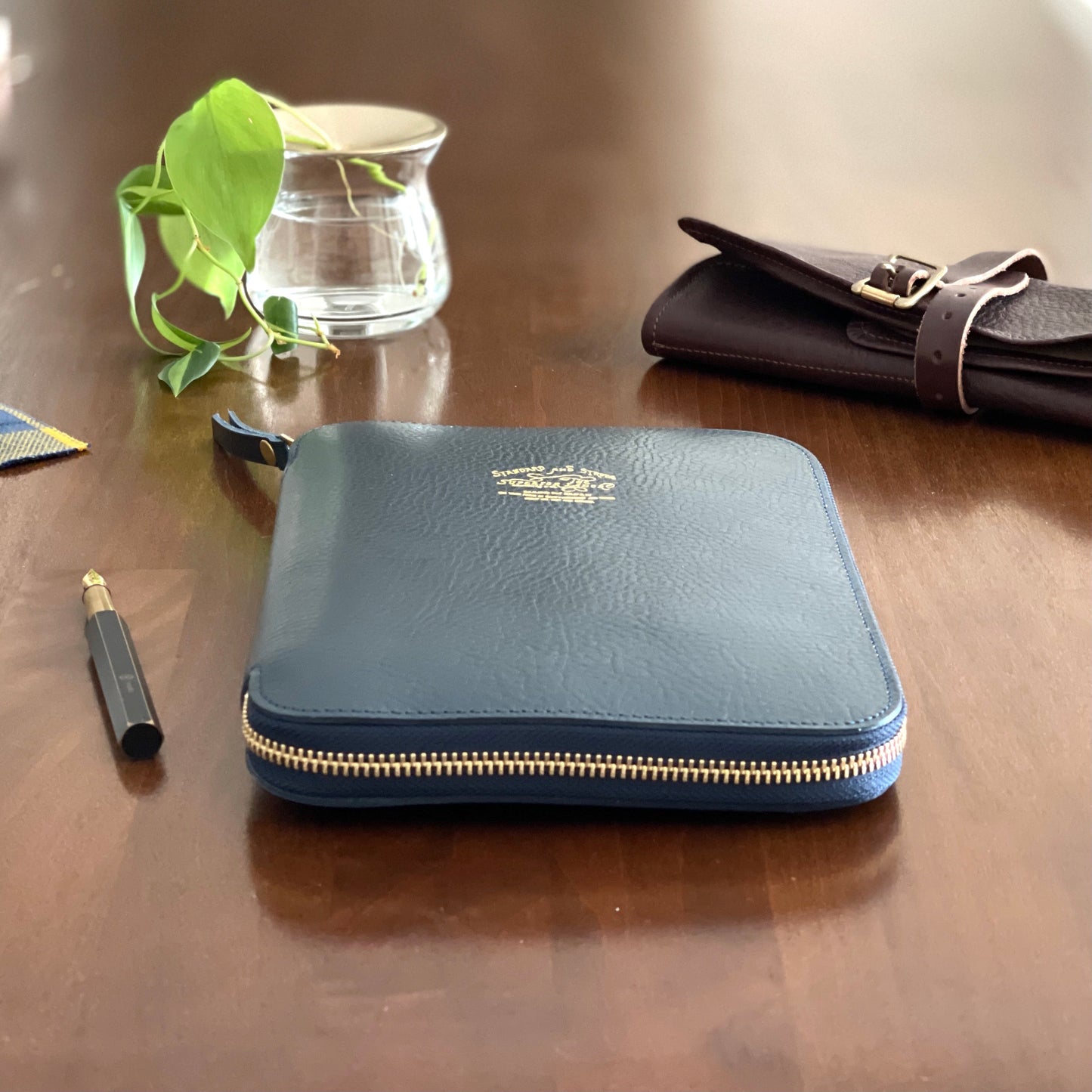 [TSL] Leather Zip Organizer // Navy