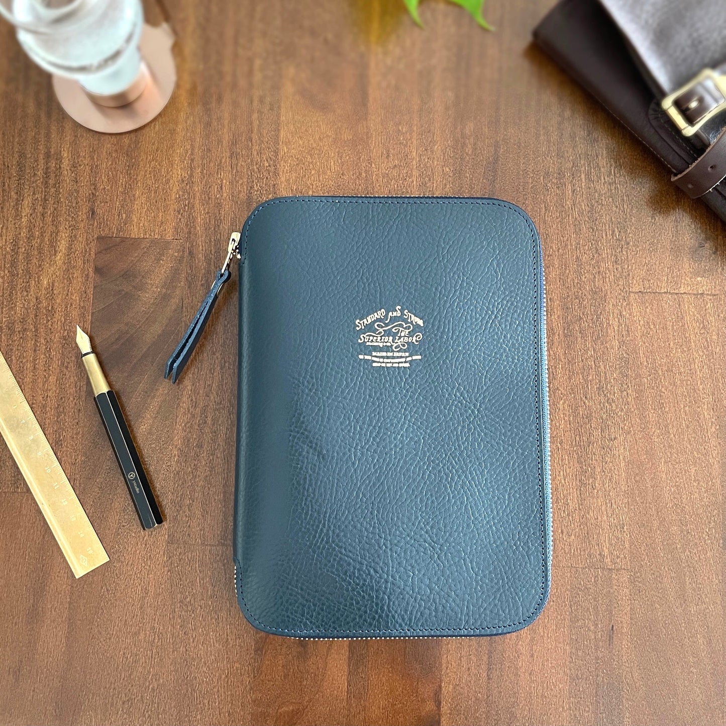 [TSL] Leather Zip Organizer // Navy